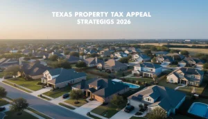 A professional team working on texas property tax appeal strategies 2026 solutions in a modern office environment