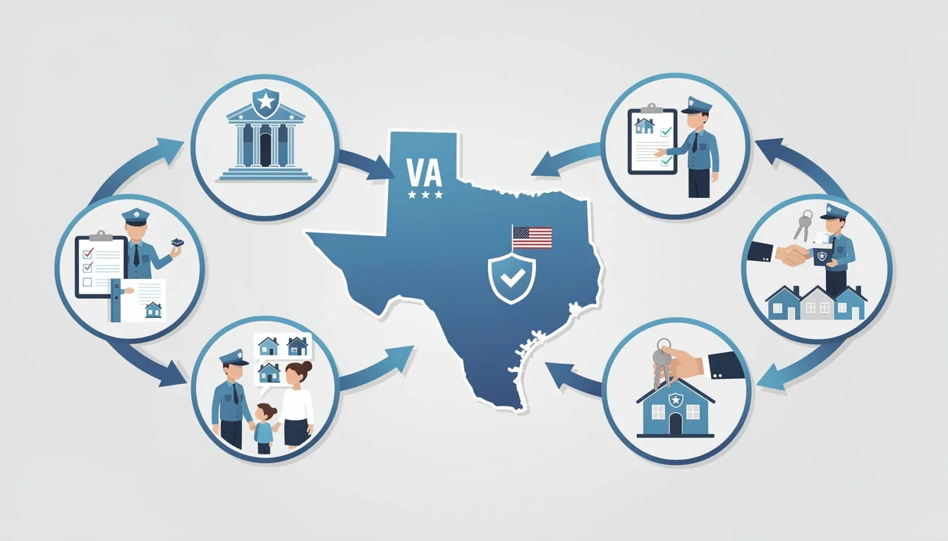 A step-by-step visual process guide demonstrating how va home loans in texas works
