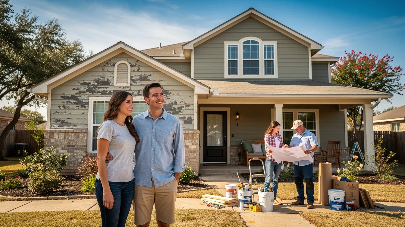 An illustrated diagram showing the key benefits of fha 203(k) rehab loans texas homebuyers strategies