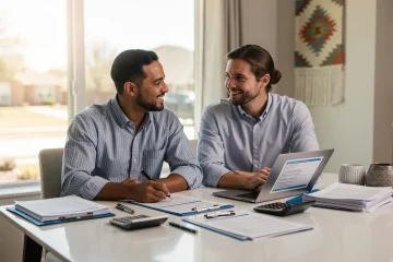 A professional team working on financial prep checklist for texas mortgage borrowers solutions in a modern office environment