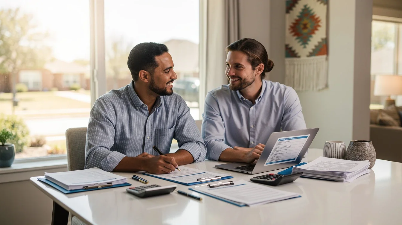 A professional team working on financial prep checklist for texas mortgage borrowers solutions in a modern office environment