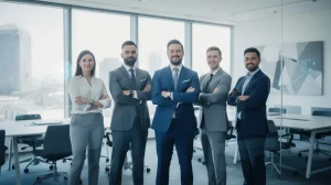 A professional team working on mortgage loans for multi-unit properties dfw solutions in a modern office environment