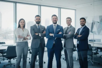 A professional team working on mortgage loans for multi-unit properties dfw solutions in a modern office environment