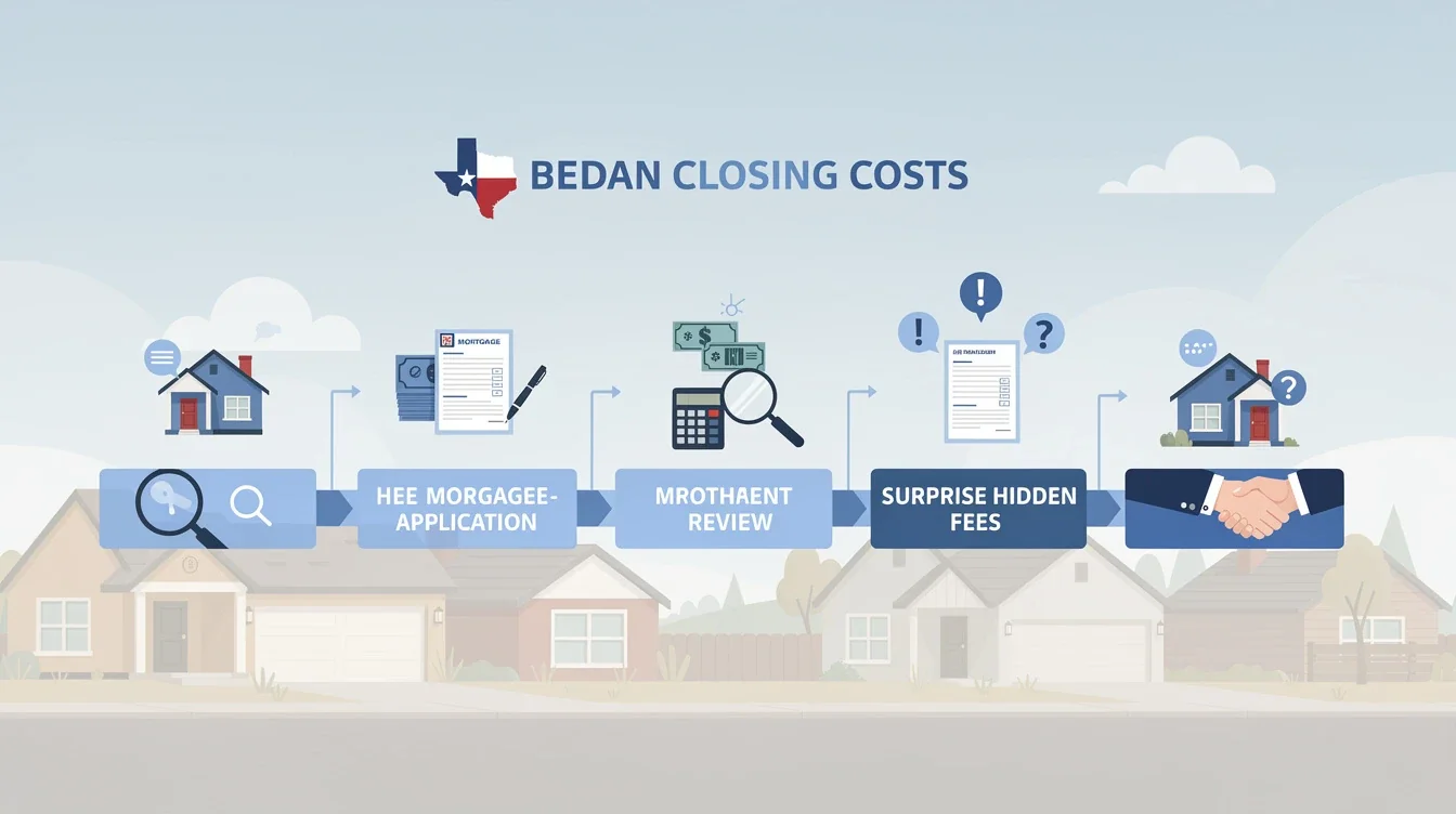 A step-by-step visual process guide demonstrating how hidden closing cost fees texas mortgages checklist works
