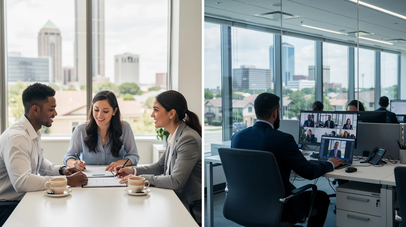 An illustrated diagram showing the key benefits of local versus national mortgage lenders dfw texas strategies