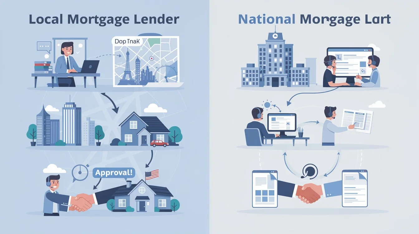 A step-by-step visual process guide demonstrating how local versus national mortgage lenders dfw texas works