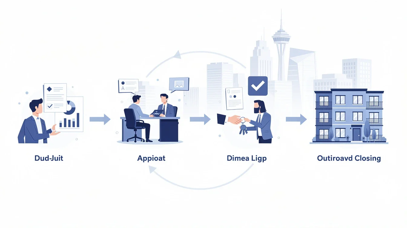A step-by-step visual process guide demonstrating how mortgage loans for multi-unit properties dfw works