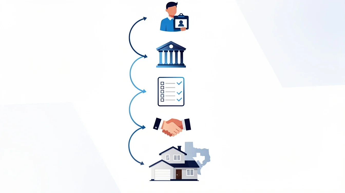 A step-by-step visual process guide demonstrating how itin mortgage programs for non citizens in texas works