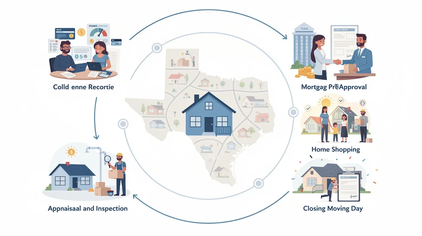 A step-by-step visual process guide demonstrating how mortgage considerations for texas relocators 2026 works
