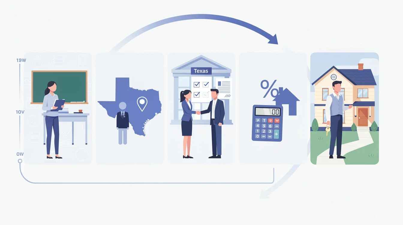 A step-by-step visual process guide demonstrating how teacher mortgage loan programs texas works