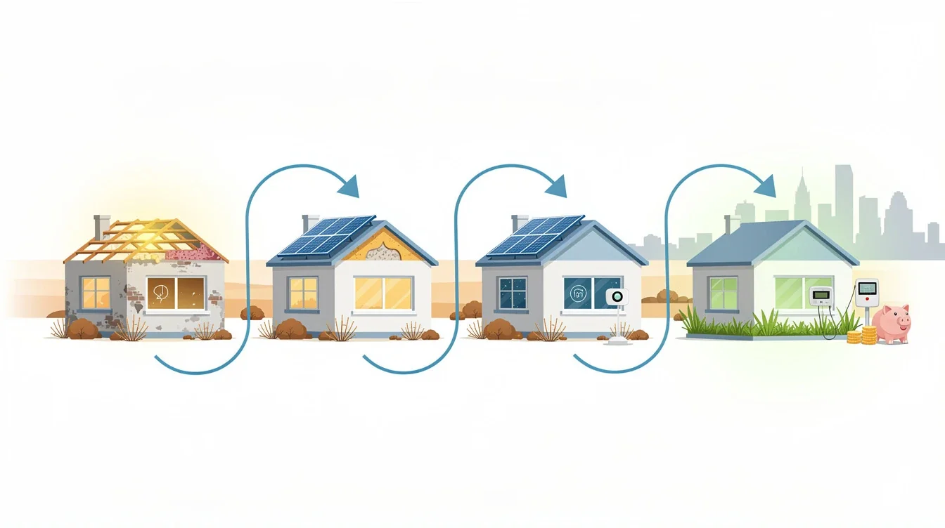 A step-by-step visual process guide demonstrating how energy efficient home upgrades mortgage savings texas works