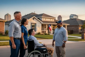 A professional team working on texas veteran mortgage assistance programs 2026 solutions in a modern office environment