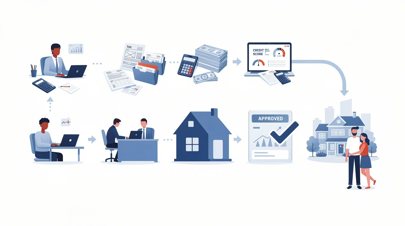 A step-by-step visual process guide demonstrating how self employed mortgage approval checklist dfw works