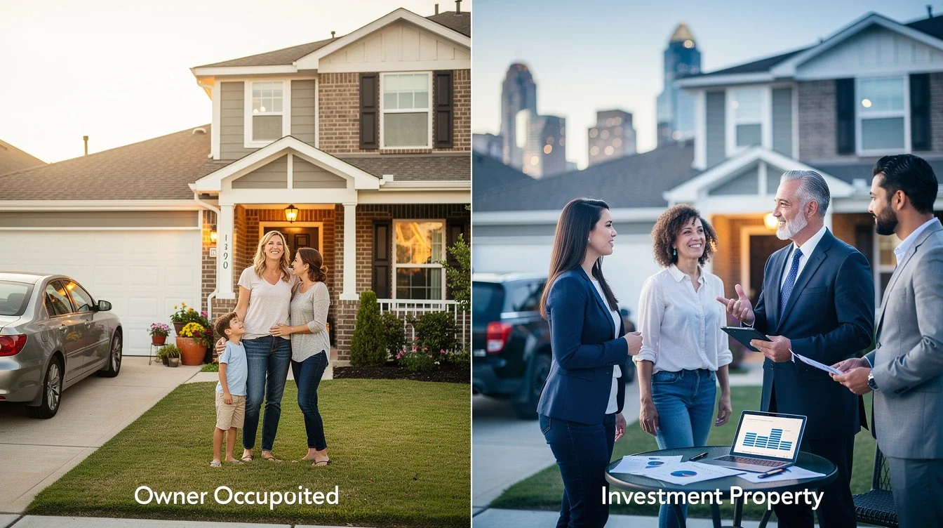 An illustrated diagram showing the key benefits of owner occupied vs investment property loans dfw strategies